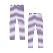 BIRKHOLM 2-Pak Stribede Rib Leggings Perfekt Hvid & Pastel Lilla